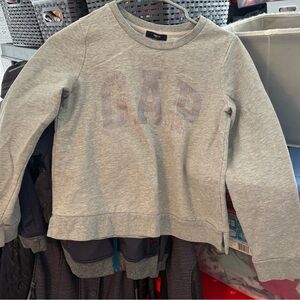 GAP Kids Heather Gray Crewneck Sweatshirt with Faded Logo